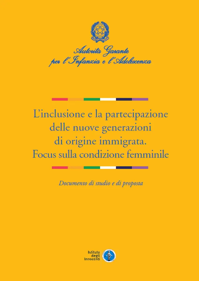 cover del documento di studio sull'Inclusione e partecipazione delle nuove generazioni di origine immigrata