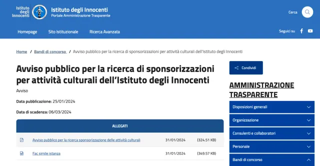 avviso per sponsorizzazioni 