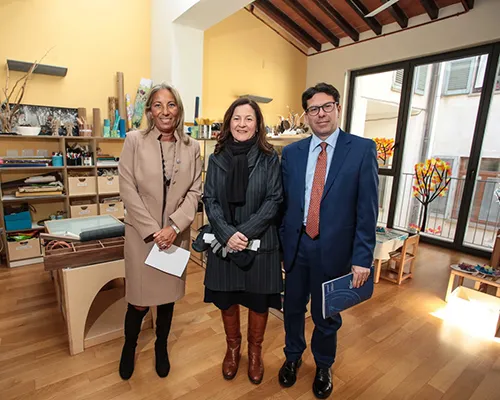 Maria Grazia Giuffrida e Giovanni Palumbo, rispettivamente presidente e direttore dell'Istituto degli Innocenti, all'inaugurazione del Polo per l'infanzia 0-6 Innocenti