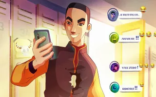 ragazzo che guarda il cellulare nello spot della campagna